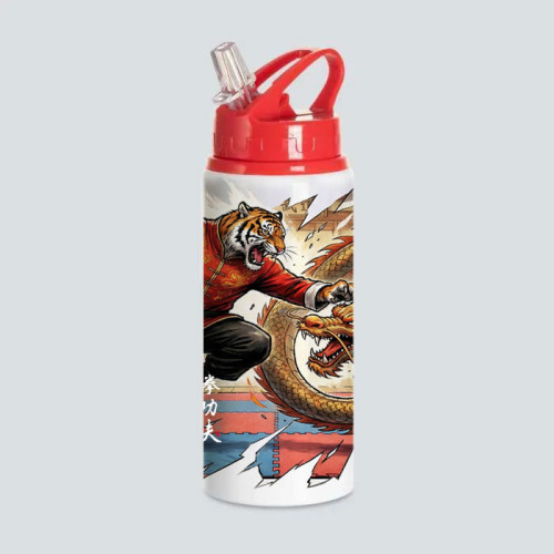 Botella para agua personalizada | de aluminio | 600 ML | con tapa de color