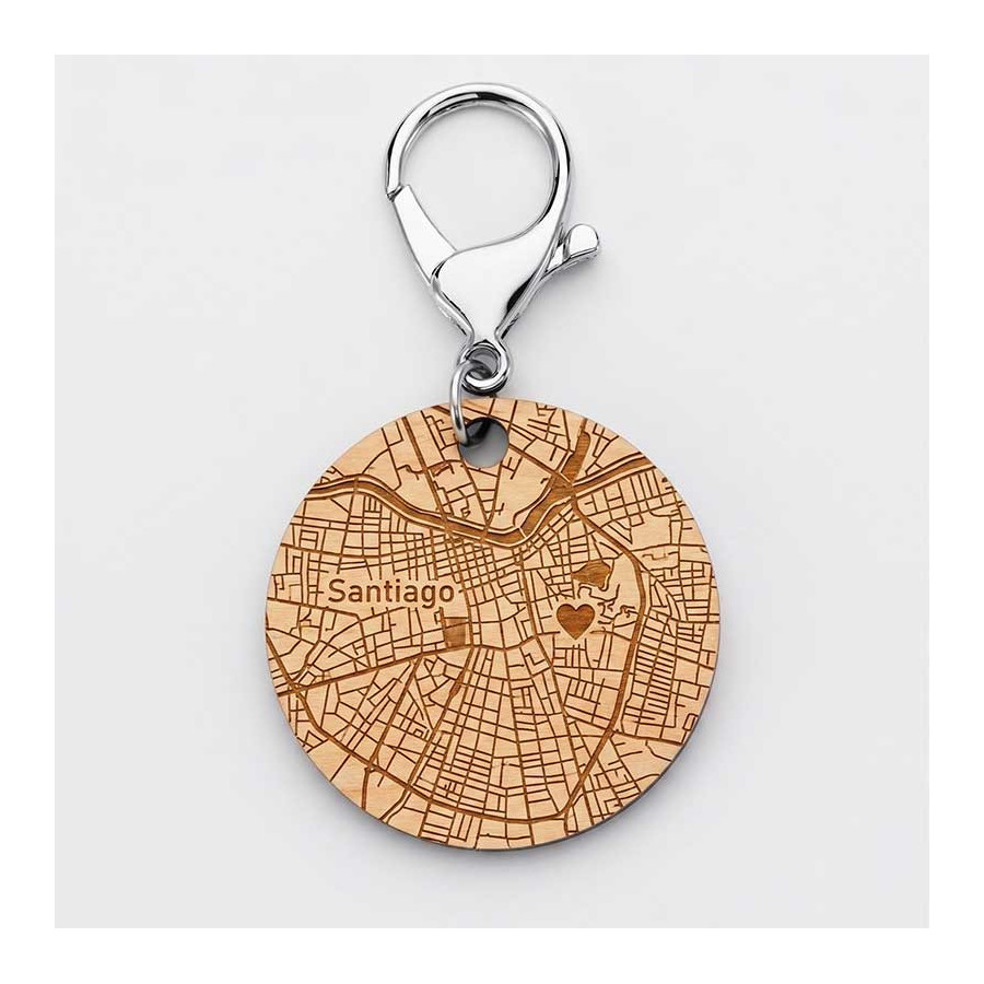 Llavero Personalizado Souvenir ciudades y lugares | Madera y grabado | 4x4 cm | con mosquetón