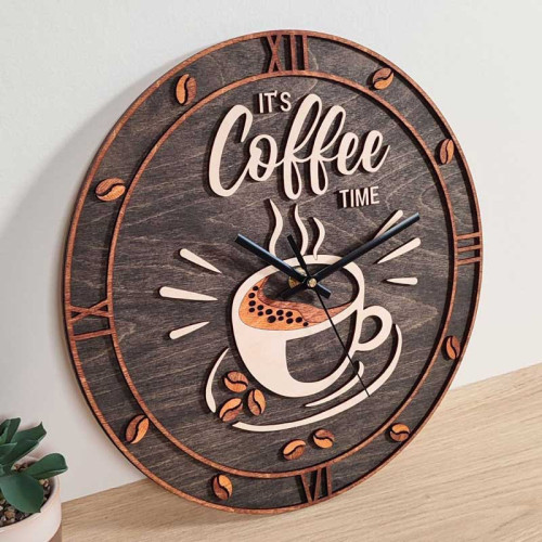 Reloj mural corporativo personalizado de madera | 2 colores-teñido | 40x40 | con soporte para colgar