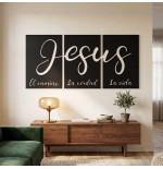 Set 3 cuadros personalizados en madera | palabra Jesús | 30x20 / 40x30 / 60x40 | MDF pintado
