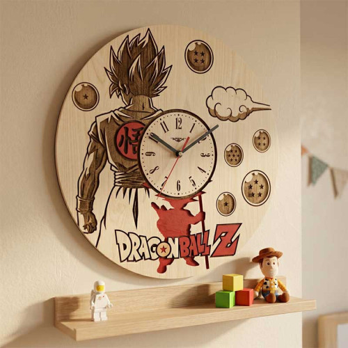 Reloj mural de Goku | madera eucalipto | 40x40 cm.