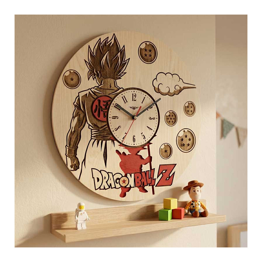 Reloj mural de Goku | madera eucalipto | 40x40 cm.